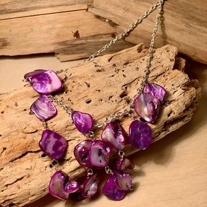 Purple Shell Bead Bib Necklace